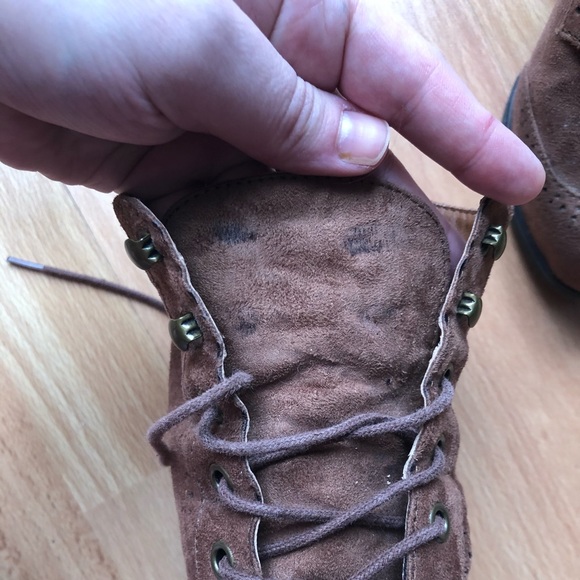 MOSSIMO // wedge booties // suede // hook+tie // camel brown - Picture 5 of 8